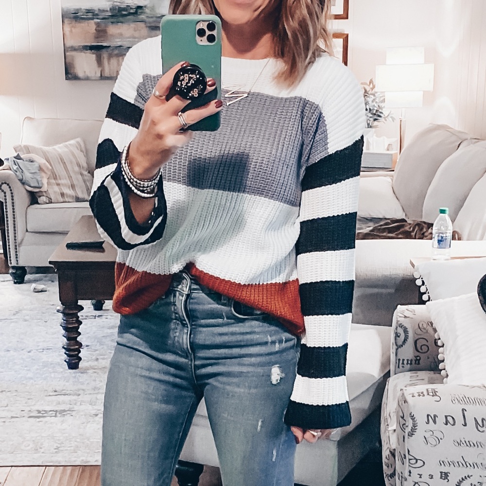 EUC knit color block sweater, size small